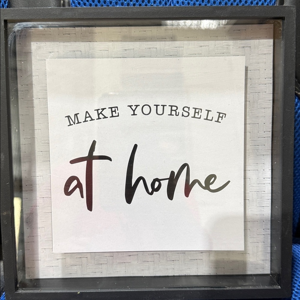 Make Yourself At Home Framed Wall Art - Neutral Taupe and Black